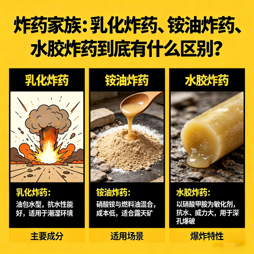 苍南炸药家族：乳化炸药、铵油炸药、水胶炸药到底有什么区别？